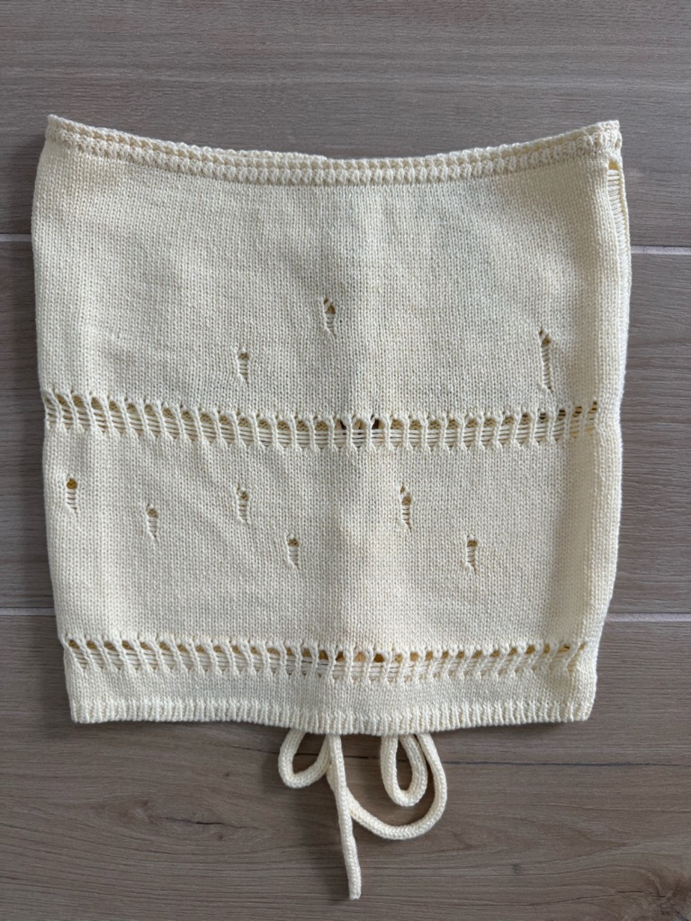 Cream Knit Drawstring Tube Top